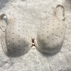 Lane Bryant Cream and Gold Patterned Bra 40DDD